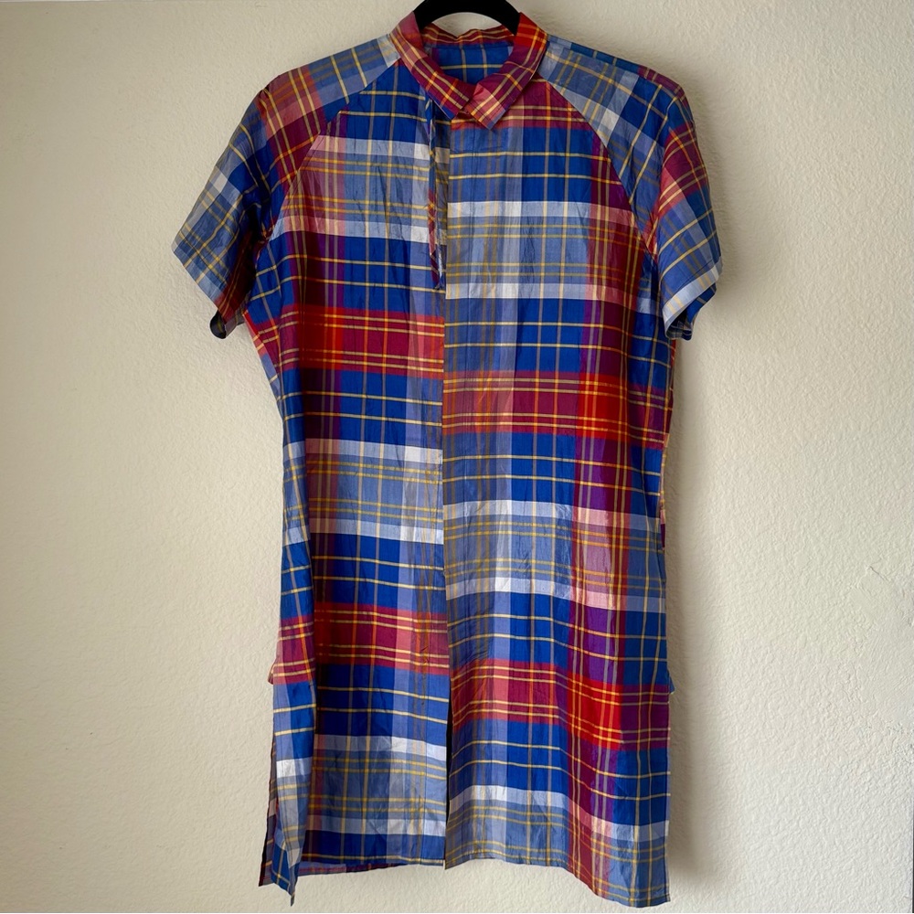 Y’s by Yohji Yamamoto Silk Tartan Plaid Button-up Shirt Dress
